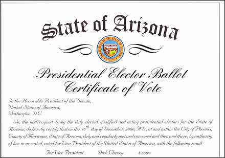 Certificate of Vote Arizona Page 2