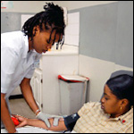 Photo: A woman donating blood