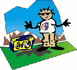 Gráfica de Caricatura - Figura Escuchando la Radio