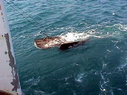 The otter boards or doors, are used to spread the net as it enters the water.