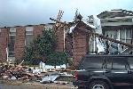 Building damage in Rainsville, AL