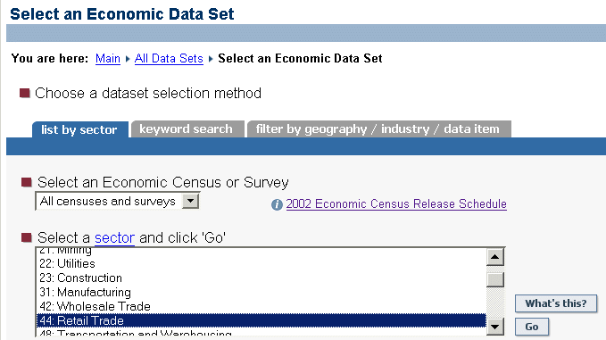 selecting a sector