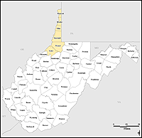 Mapa de condados declarados del desastre 1574