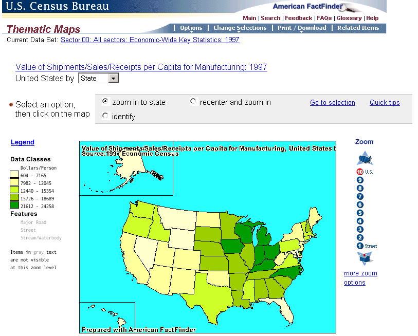 Map: mfg shipments per capita by state