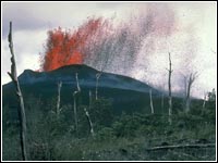 Photo of a volcano errupting.