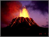 Photo of a volcano errupting.