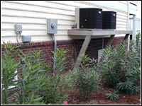 Photo of air conditioners on platforms.