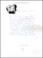 Thumbnail of child's letter in remembrance of the one-year anniversary of September 11. Click for larger view.