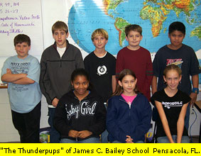 Image of Mrs. Freeman’s sixth grade social studies class, they were responsible for implementing a letter-writing campaign to thank all the people who helped during Hurricane Ivan