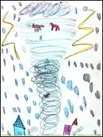 Thumbnail of child's illustration of a tornado. Click for larger view.