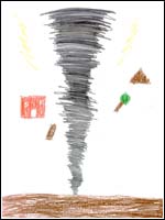 Thumbnail of child's illustration of a tornado. Click for larger view.