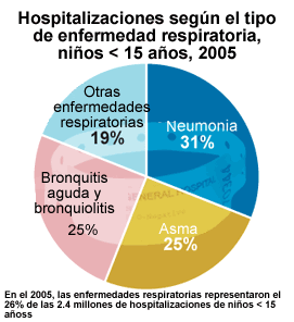 Hospitalizaciones según el tipo de enfermedad respiratoria, niños menores de 15 años, 2005
