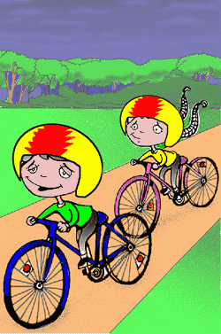 The twins riding bikes