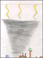 A child's illustration of a tornado
