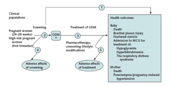 A flow chart depicts the analytic framework and incorporates the five key questions for this review. Go to [D] Text Description for details.