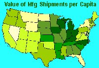 mfg shipments per capita by state