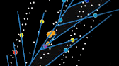 Image of a path of a neutrino recorded at the South Pole.  For more information and the photo credit, please see the Acknowledgments.