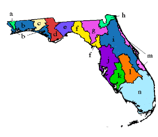 Map of Florida showing locations of nonindigenous species