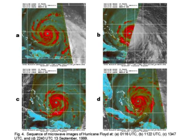 Sequence of microwave images of Hurricane Floyd