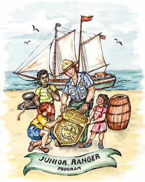 The cover illustration from the Junior Ranger activity book. Illustration by Inge Wessels.