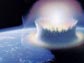 This artist's rendering shows the Chicxulub crater at the time of the meteorite's impact.