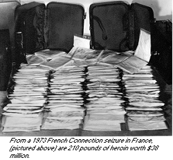 photo - From a 1973 French Connection seizure in France, are 210 pounds of heroin worth $38 million.