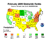 February 2009 statewide precipitation ranks.