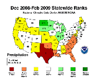 Dec 2008 - Feb 2009 statewide precipitation ranks.
