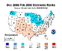 Dec 2008 - Feb 2008 statewide temperature ranks.