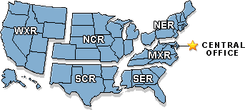 Map of our nationwide locations, seperated into regions