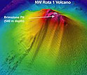 This three-dimensional view shows the NW Rota-1 volcano, site of a recent expedition.
