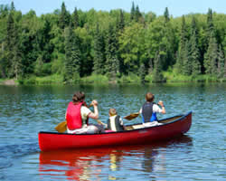 family in a canoe