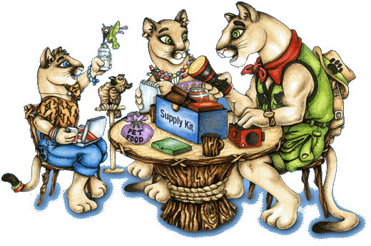 Mountain Lion Family creating a Supply Kit around the table