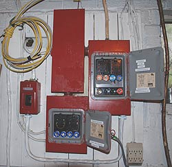 image of electrical circuit panel boxes on wall