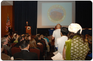  Hundreds of citizens and representatives from industry and environmental groups participated in the listening session at the University of California-San Francisco's Mission Bay Conference Center. 