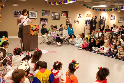 The First Lady at the Latin American Montessori Bilingual Charter School 
