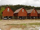 This is a picture of the elevated cabins at Norfork River Resort