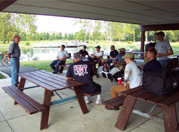 Center Director Bill Palmisano welcomes  servicemen from Walter Reed Army Medical Center to the Leetown Science Center.