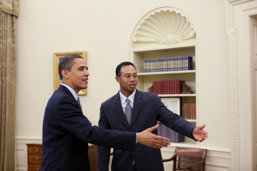 The President meets with Tiger Woods