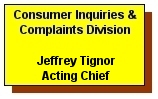 Consumer Inquiries & Complaints Division - Jeffrey Tignor Acting Chief