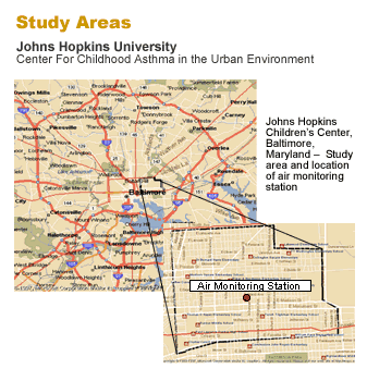 Johns Hopkins University study areas - Baltimore, Maryland