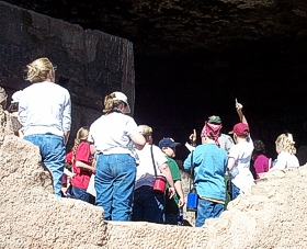 school group at the Lower Cliff Dwelling