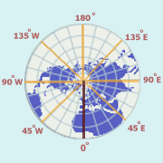 Graphic of the Earth is divided equally into 360 degrees of longitude