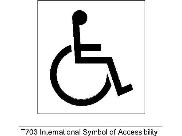 Figure T703. The International Symbol of Accessibility (side profile pictorgram of a person using a wheelchair).