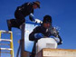 Petrenko cleaning an ice block