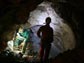 Photo of researchers collecting microbial biofilms in the Frasassi cave system, central Italy.