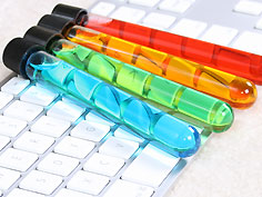 Image: Test tubes on a keyboard