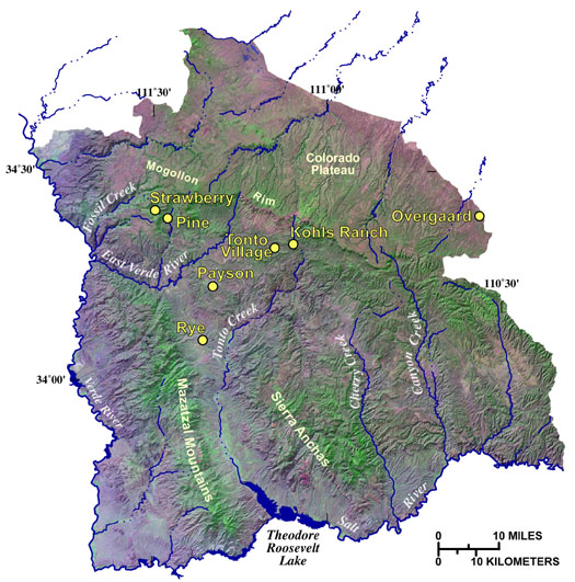 Map of the Mogollon Highlands study area.