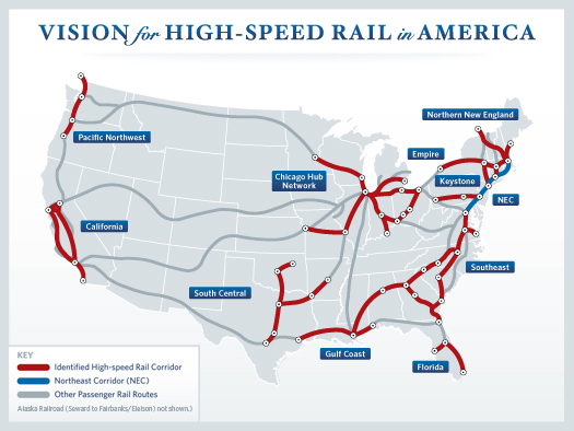 Map of proposed high speed rail projects