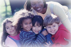 Photo of a teacher with kids